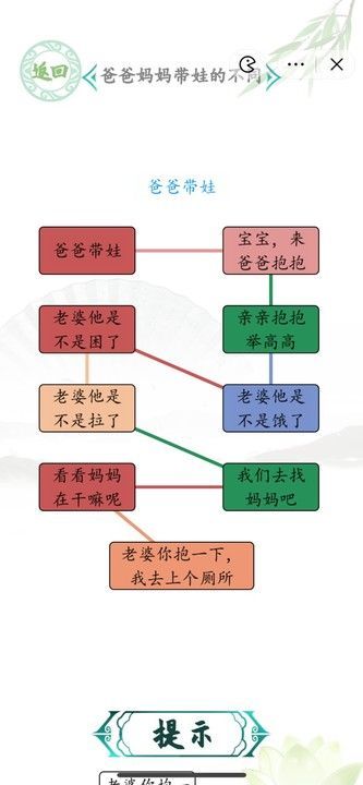 汉字找茬王男女带娃攻略 爸爸妈妈带娃的不同怎么过图片2